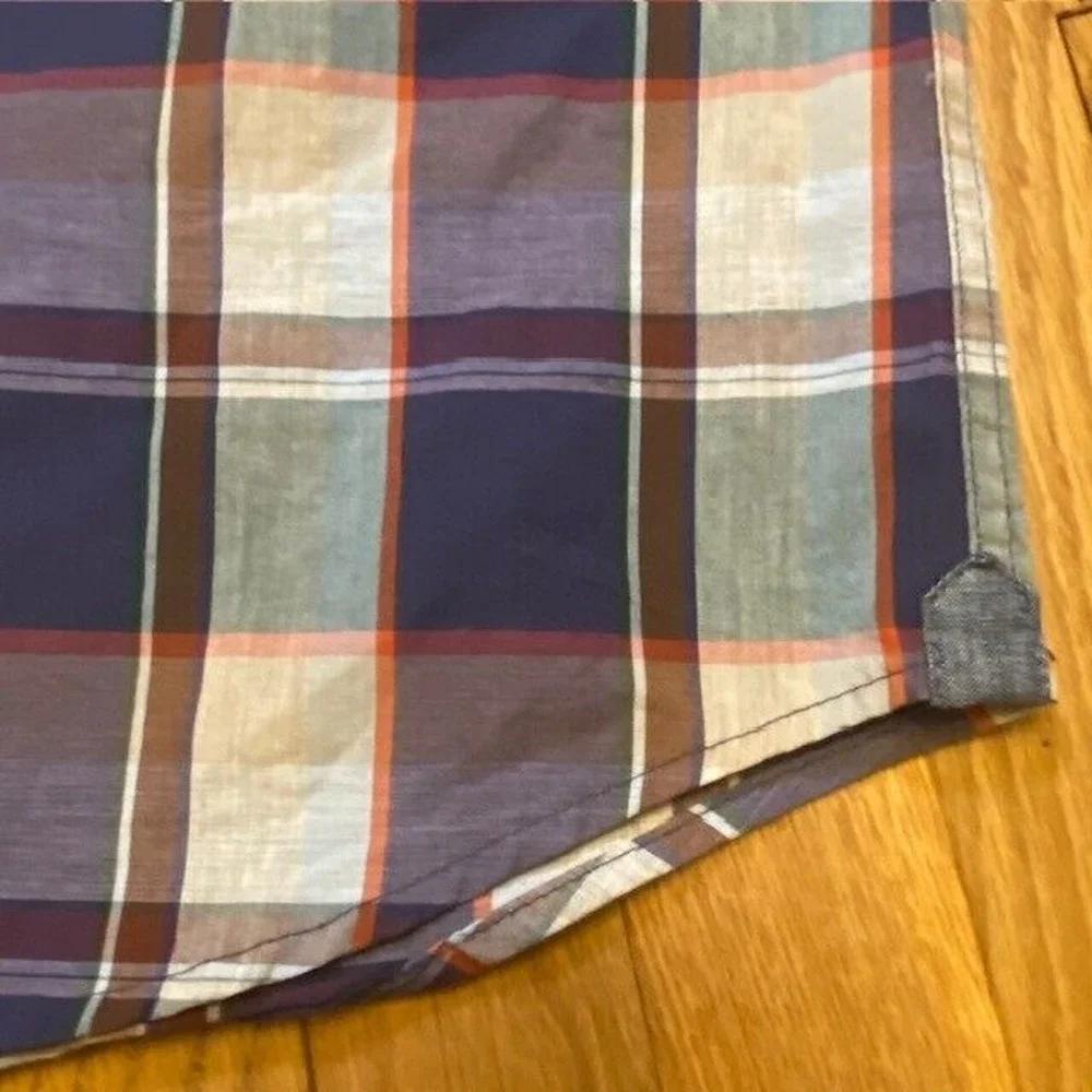 US Polo Assn Mens Medium Button Down Shirt Purple Plaid Collared Button Up Horse
